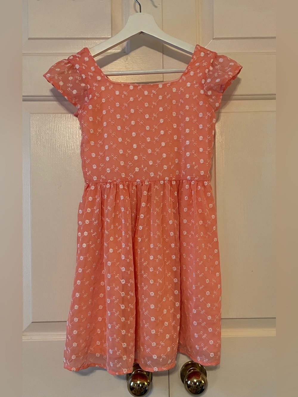 Sweet Peach eyelet Babydoll Dress - Cottagecore Floral Embroidery Girls Size 10 - Picture 1 of 8